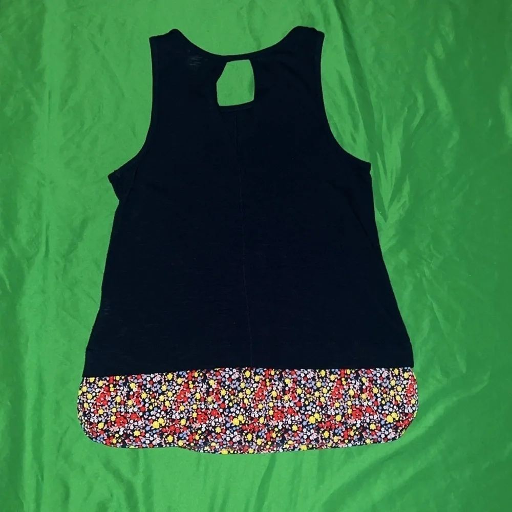 J.Crew Navy Blue Tank Top with Colorful Hem size XS
